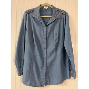 Escada Sport denim look button down top sz 46 sz XL